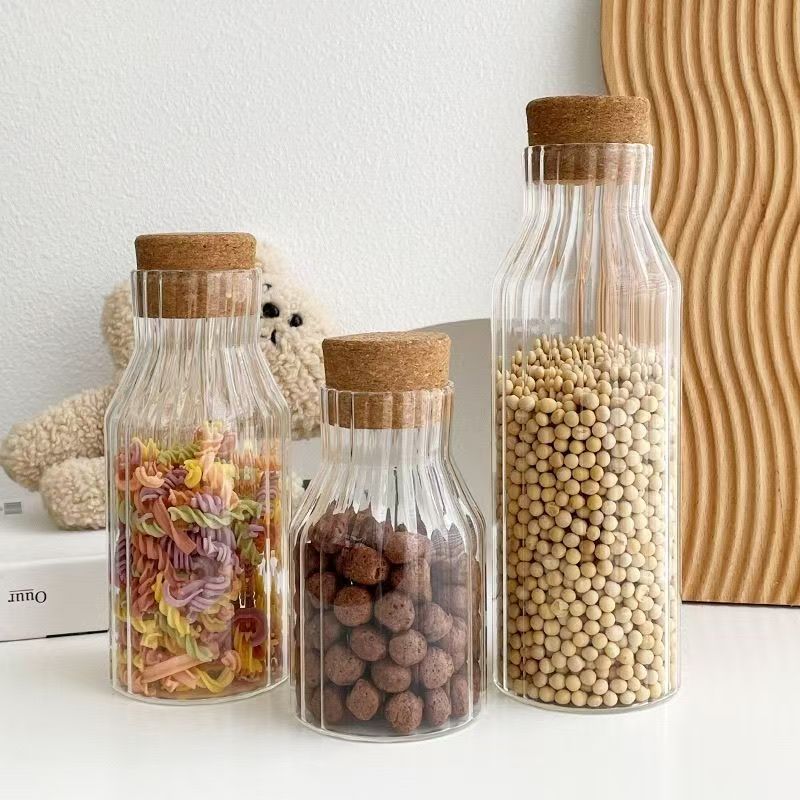 Multi-purpose Modern Household Borosilicate Glass Storage Jar with Acacia wooden cork Lid
Clear Ribbed glass Storage for Beverages/ water