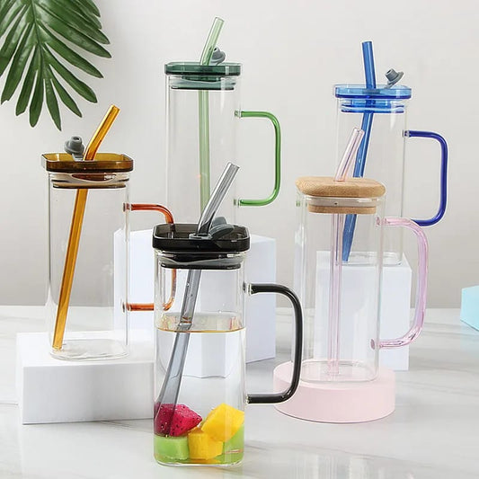 Square Glass With Colored Handle