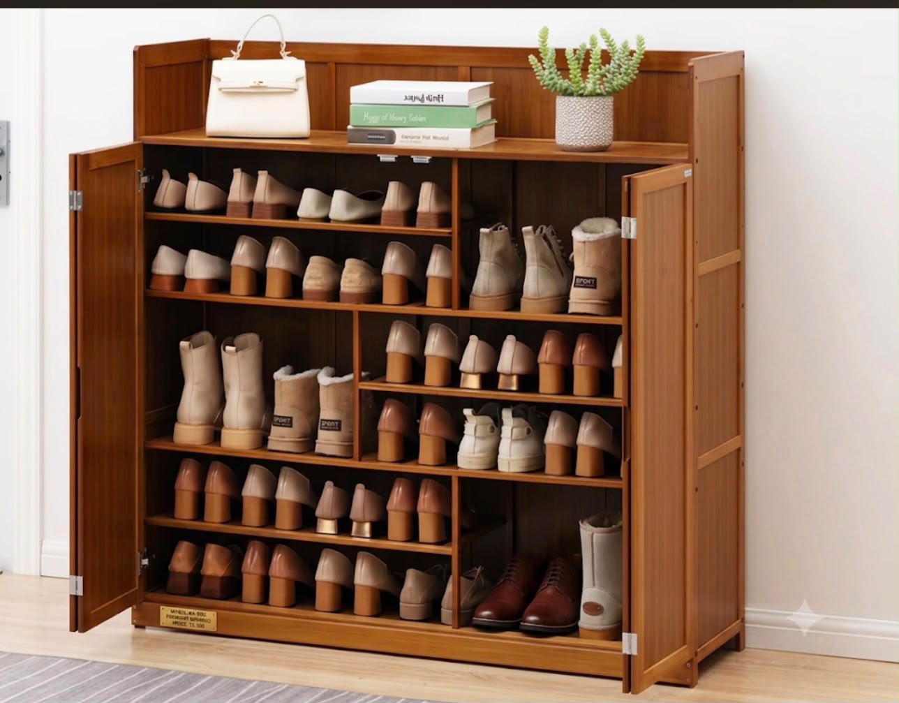 7Layer Varied Shoe Height Bamboo Shoe Cabinet
