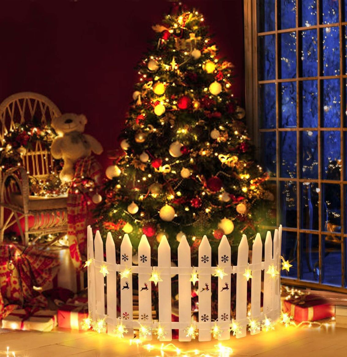 Christmas tree garden fence