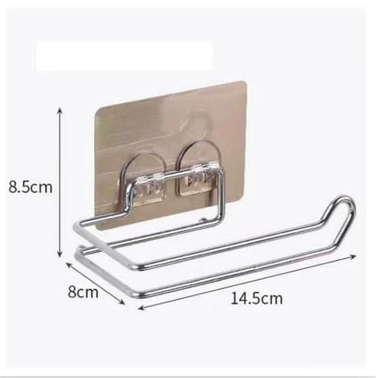 Double  Stainless Steel Self-adhesive Toilet Paper Disposable Face Towel Holder Hotel Home Restroom Bathroom Paper Roll Wall Stand
