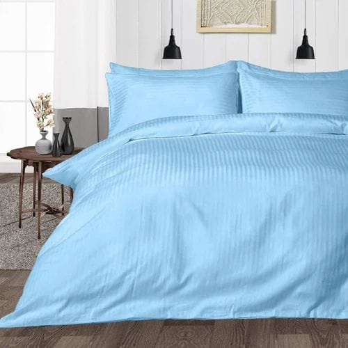 4 pc set , Cotton striped binded  duvet, one bedsheet and two pillowcases