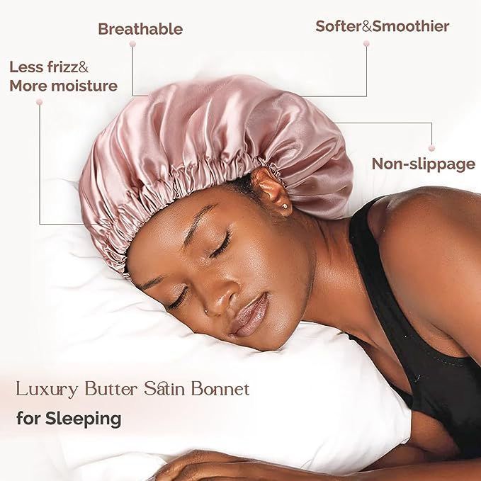Adjustable sleeping satin hair bonnet