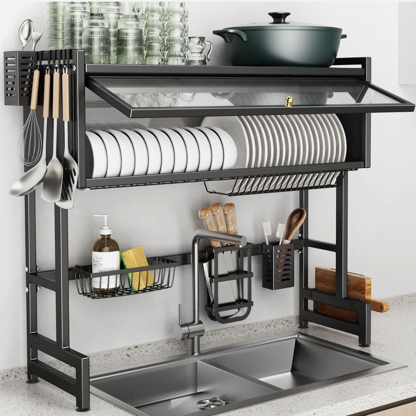 Over the sink dish drainer