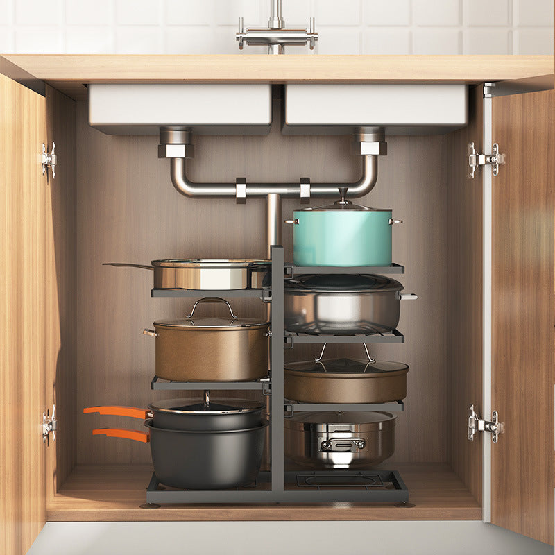 Multilayer metallic pot storage rack