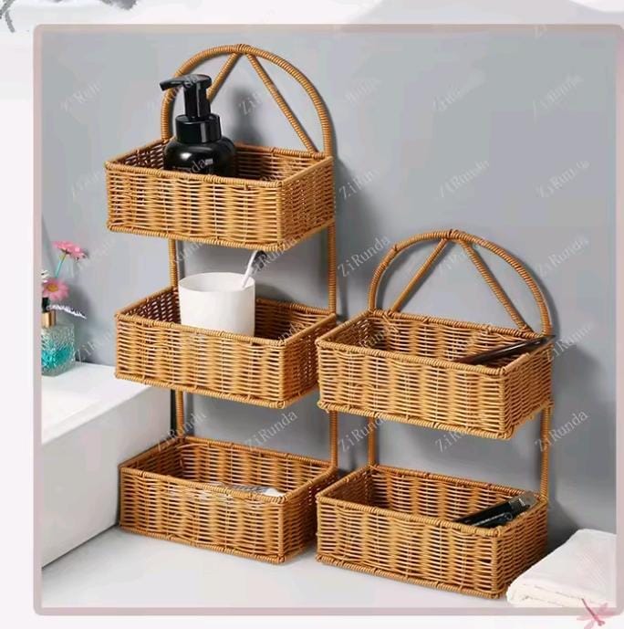 3 layer rattan shower caddy