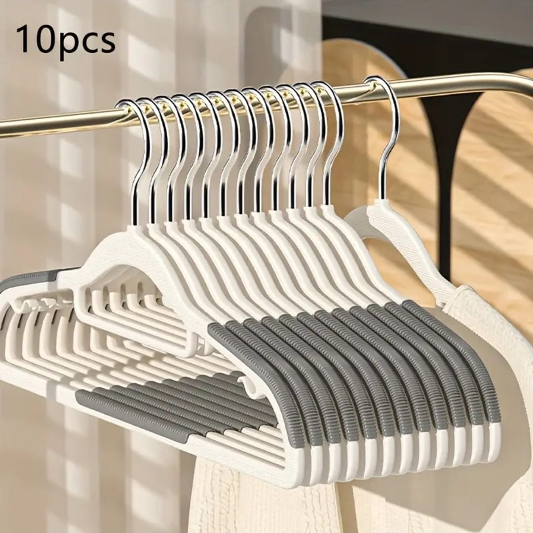 10 pcs Velvet Non-Slip Hangers with Tie Bar