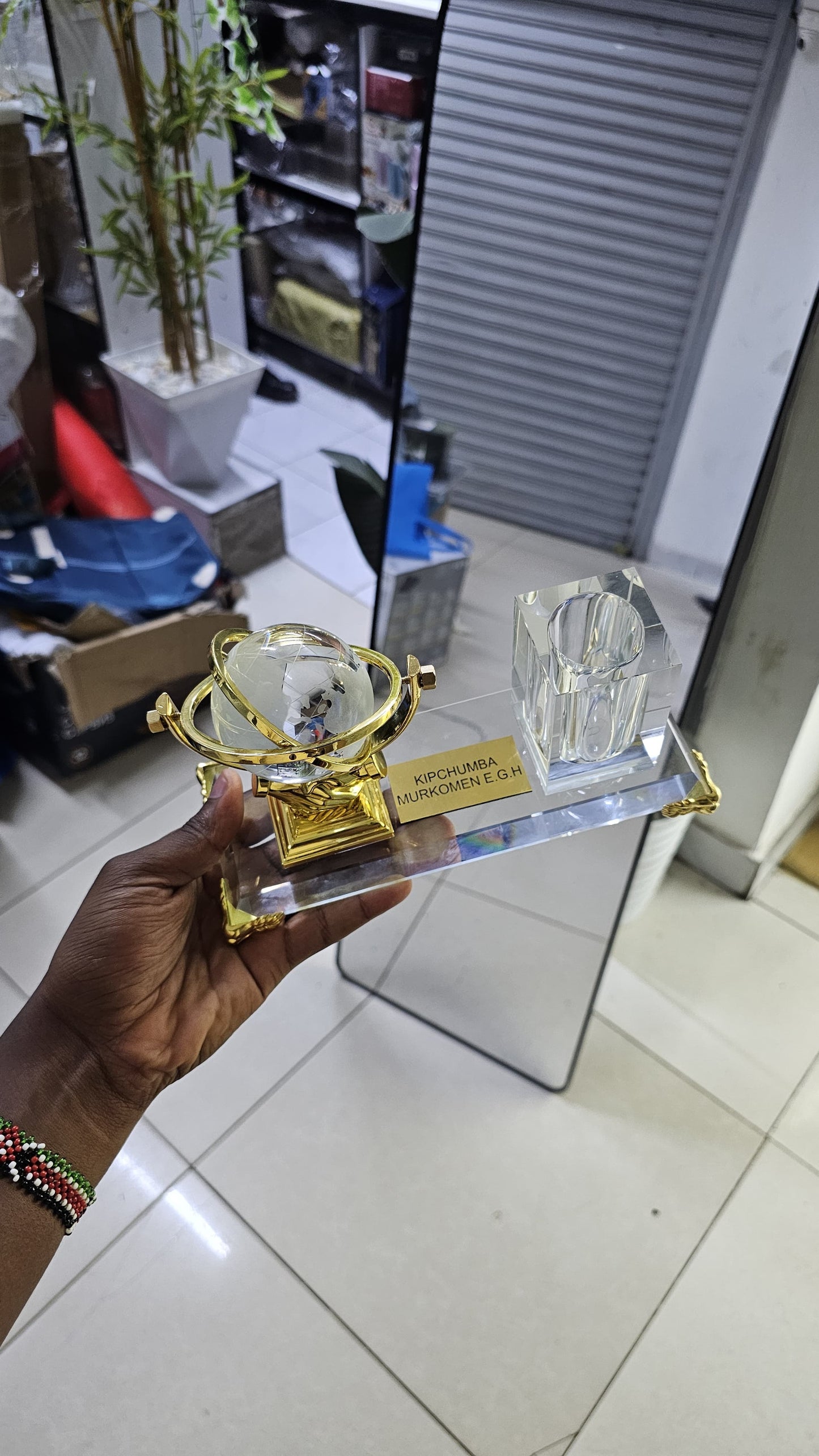 GLOBAL EXECUTIVE CRYSTAL DESK ORGANIZER