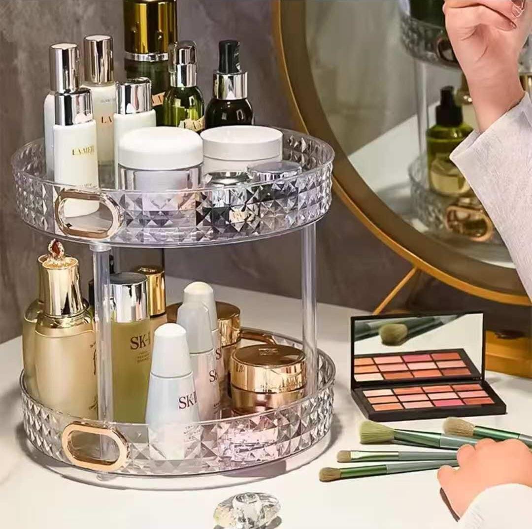 Diamond acrylic rotating lazy Susan.360°2tier