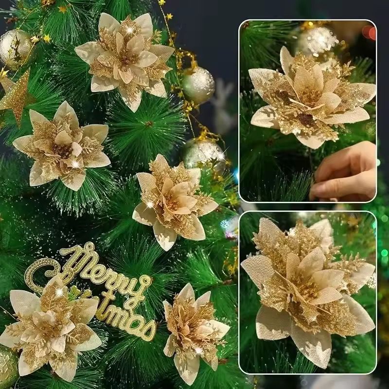 Silk poinsettia and cherry blossom Christmas