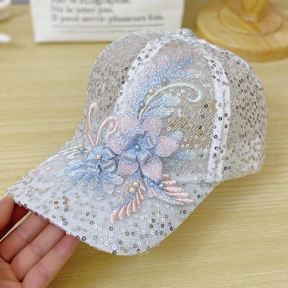 New Summer Lace Baseball Cap Mesh Embroidered Flowers Sunscreen Hat Breathable Rebound Cap For Women Girls