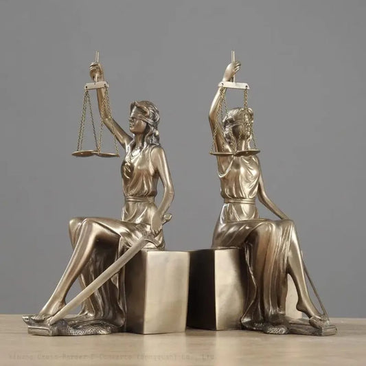 Goddesses Justice Bookends Statues, Greek Lady of Justice Book End, Roman Goddess of Justice Book Stopper Gift for Lawyer Attorney Judge Book Decoration