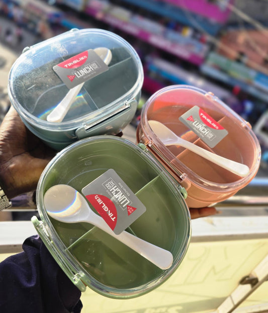 LUNCH BOX WITH 2 COMPARTMENTS AND A SPOON